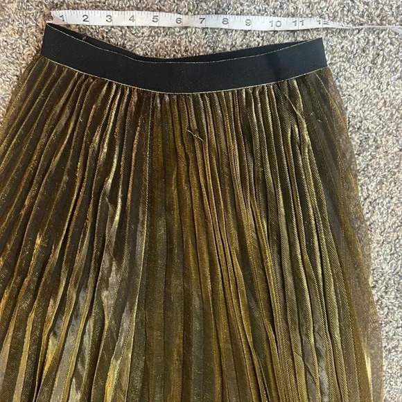 WINDSOR MAXI LONG SKIRT GOLD AND BLACK FOIL PLEATED STRETCH HOLIDAY SIZE MEDIUM - Picture 7 of 11